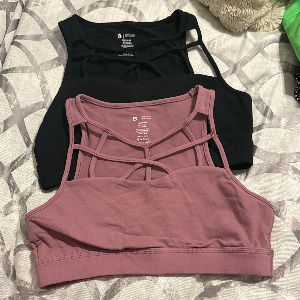 Buff bunny Black and Mauve Sports Bras size medium